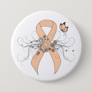 Peach Awareness Ribbon with Butterfly Button
