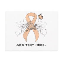 Peach Awareness Ribbon with Butterfly Postcard