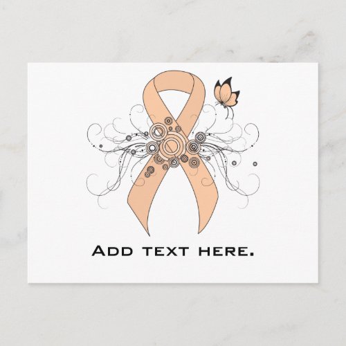 Peach Awareness Ribbon with Butterfly Postcard