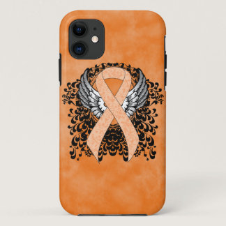 Peach Awareness Ribbon with Wings iPhone 11 Case