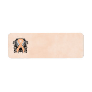 Peach Awareness Ribbon with Wings Label