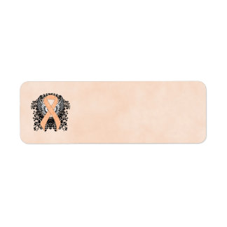 Peach Awareness Ribbon with Wings Label
