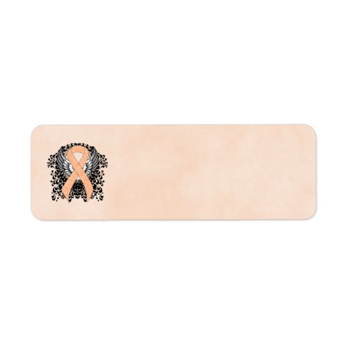 Peach Awareness Ribbon with Wings Label