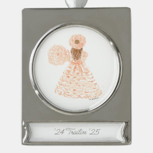 Peach Azalea Trail Maid Silver Plated Banner Ornament