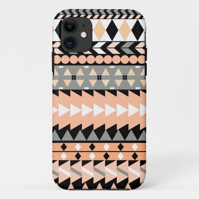 Peach Aztec Black Case-Mate iPhone Case (Back)