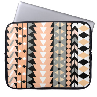 Peach Aztec Black Laptop Sleeve