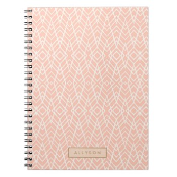 Peach Aztec Tribal Office School  Notebook by Lovewhatwedo at Zazzle
