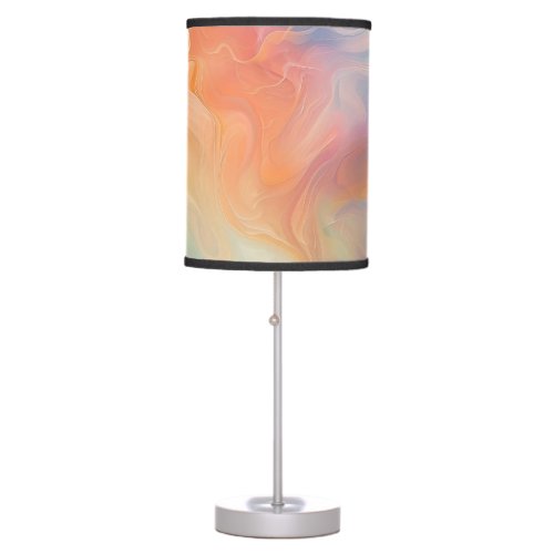 Peach  Baby Blue Abstract Art Table Lamp