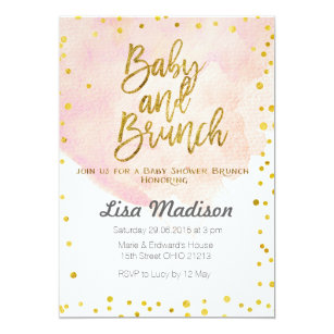 Gold Brunch 5x7 Baby Shower Invitations Zazzle Peach Baby Shower Brunch Invitation
