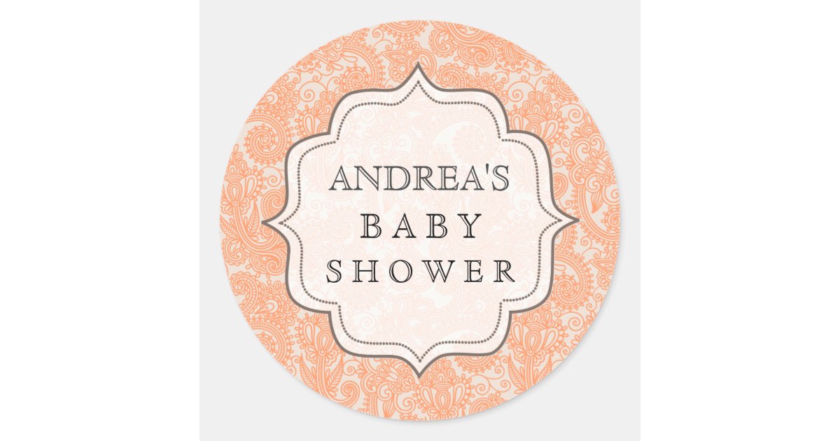 Peach Baby Shower Dessert Table Tag Label Sticker | Zazzle