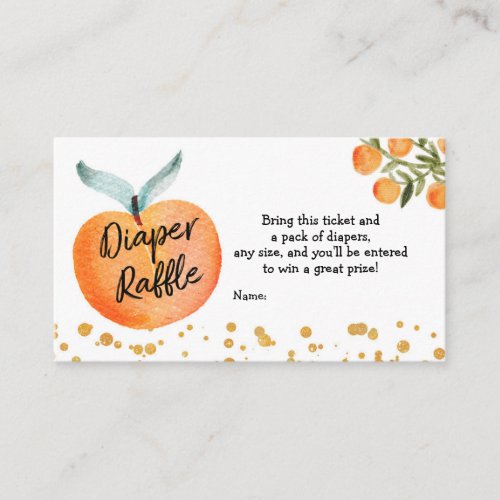 Peach Baby Shower Diaper Raffle Card