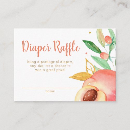 Peach Baby Shower Diaper Raffle Enclosure Card