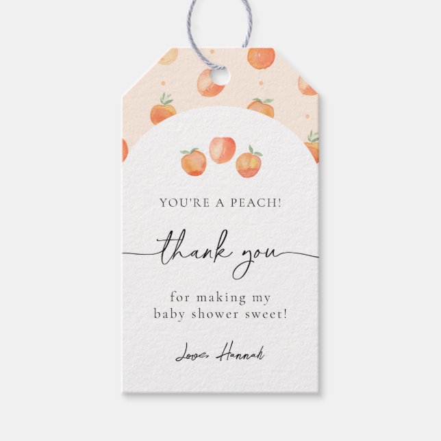 Peach Baby Shower Favor Tags (Front)