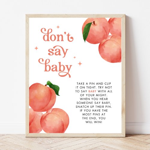 Peach Baby Shower Game Sign Dont Say Baby