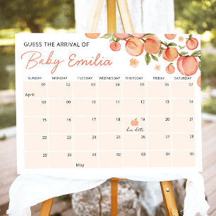 Peach Baby Shower Guess the Due Date Calendar Game Foam Board