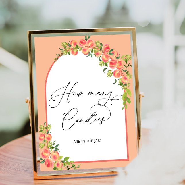 Peach Baby Shower How Many Candies in Jar Poster (Creator Uploaded)