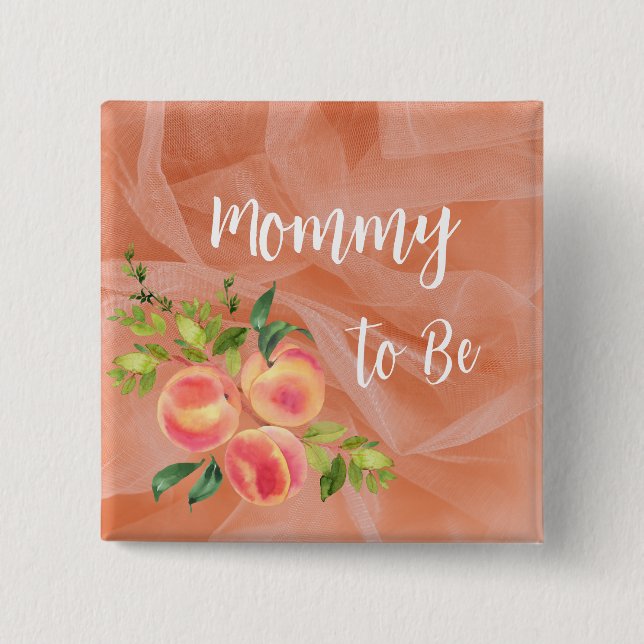 Peach Baby Shower Pins  - Custom baby shower pins (Front)
