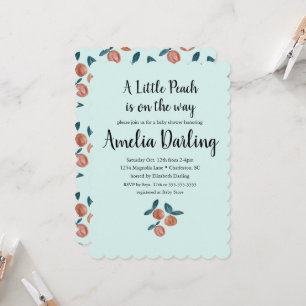Peach Baby Shower Scallop Edge Invitation