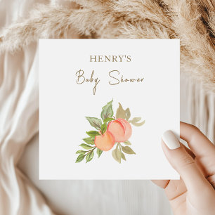 Peach Baby Shower Watercolor Botanical Napkins