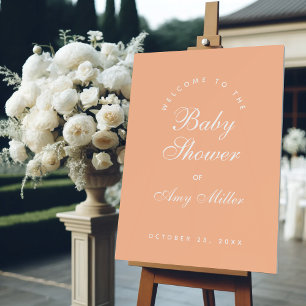 Peach Baby Shower Welcome Simple Calligraphy Foam Board