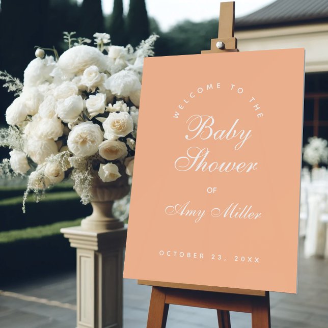 Peach Baby Shower Welcome Simple Calligraphy Foam Board (Creator Uploaded)