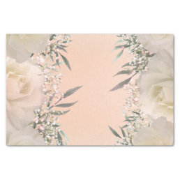 Peach Baby&#39;s Breath &amp; Roses Botanical Wedding Tissue Paper