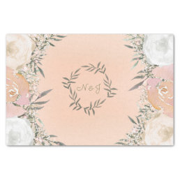 Peach Baby&#39;s Breath Watercolor Floral Wedding Tissue Paper