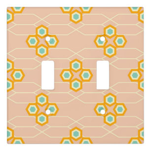 Peach background hexagonal floral pattern light switch cover