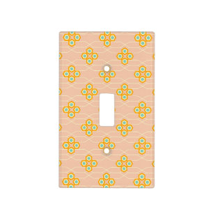 Peach background hexagonal floral pattern light switch cover