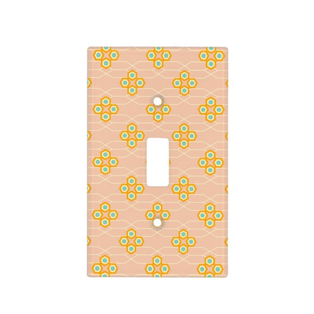 Peach background hexagonal floral pattern  light switch cover (Front)