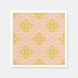Peach background hexagonal floral pattern  napkins