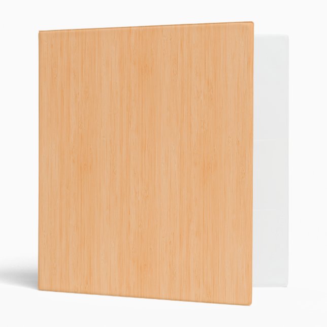 Peach Bamboo Wood Grain Look 3 Ring Binder (Front/Inside)