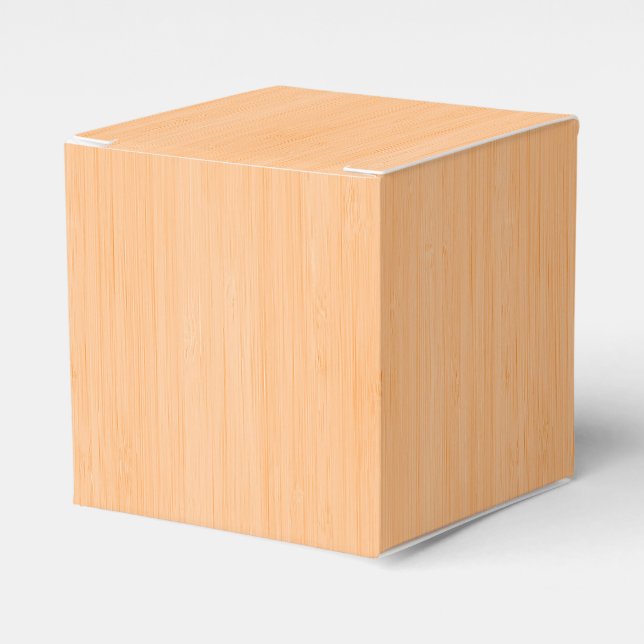Peach Bamboo Wood Grain Look Favor Boxes (Front Side)