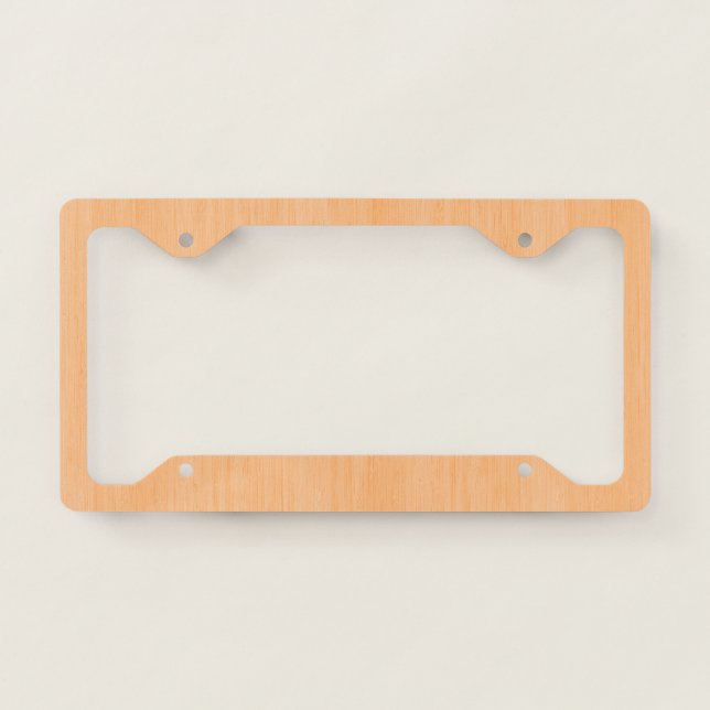 Peach Bamboo Wood Grain Look License Plate Frame (Front)