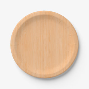 Peach Bamboo Wood Grain Look Paper Plates