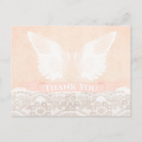 peach baptism thank you christening thank you postcard