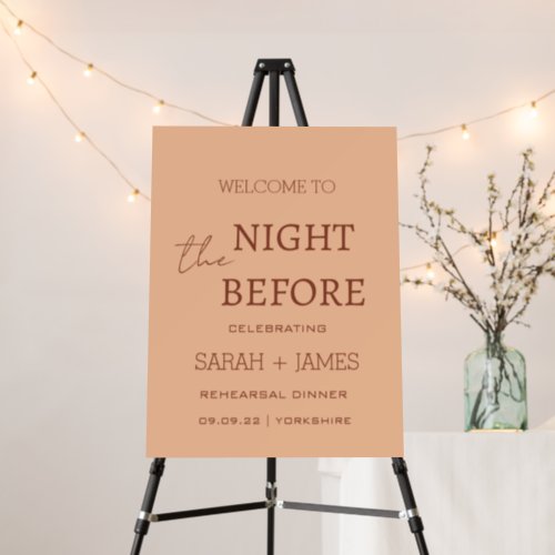 Peach Beige Night Before Wedding Party Welcome Foam Board