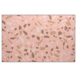 Peach, Beige, Tan Brown Terrazzo Marble Pattern Fabric