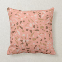 Peach Beige Tan Brown Terrazzo Marble Pattern Throw Pillow