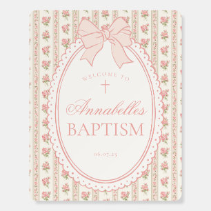 Peach Beige Vintage Fancy Floral Baptism Welcome Foam Board