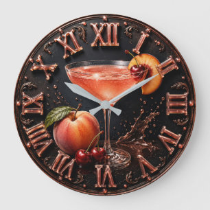 Peach Bellini Cocktail Bar Decor Large Clock