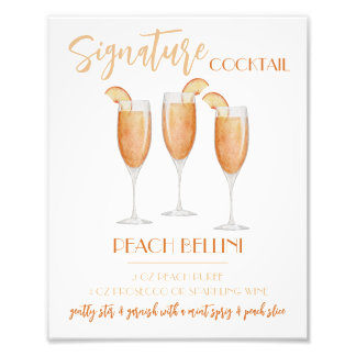 Peach Bellini Signature Cocktail Recipe Photo Print