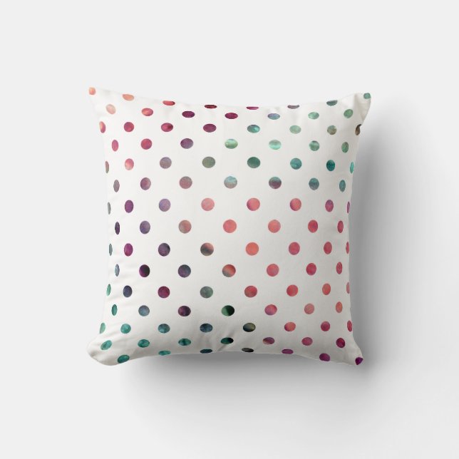 Peach Berry Teal Polka Dots Throw Pillow (Front)
