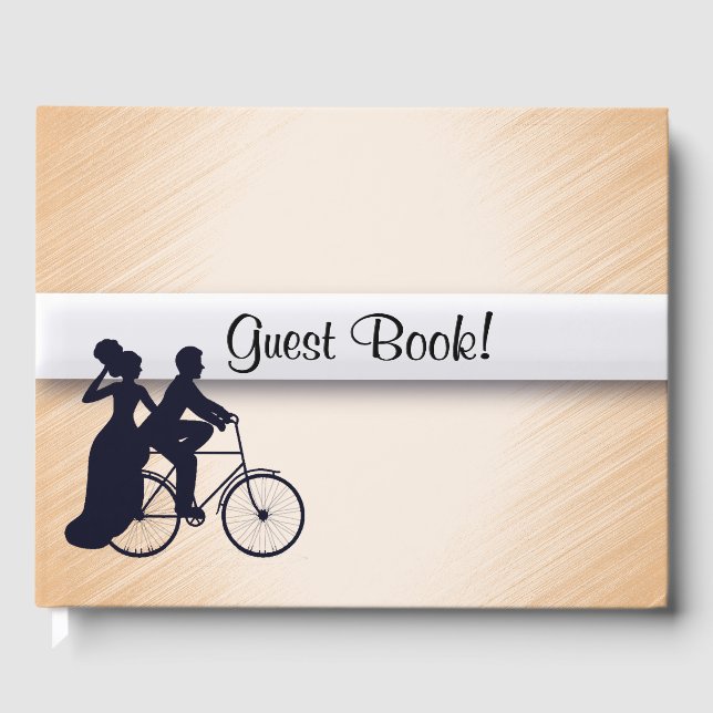 Peach Bicycle Wedding Guest Book (Front)