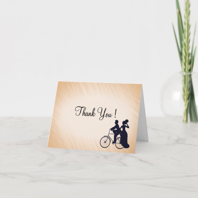 Peach Bicycle Wedding Thank You Blank Inside (Front)