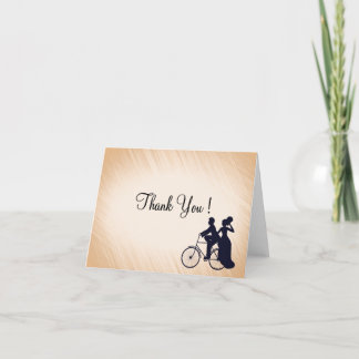 Peach Bicycle Wedding Thank You Blank Inside Card