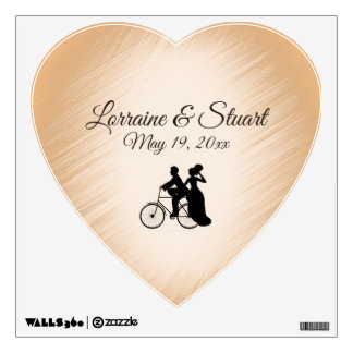Peach Bicycle Wedding Theme Wall Decal