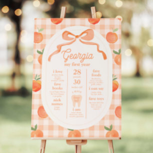 Peach Birthday Milestone Poster Board