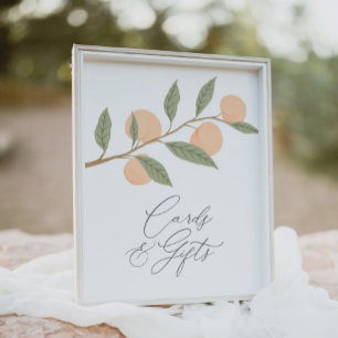 Peach Birthday Party Cards and Gifts Sign