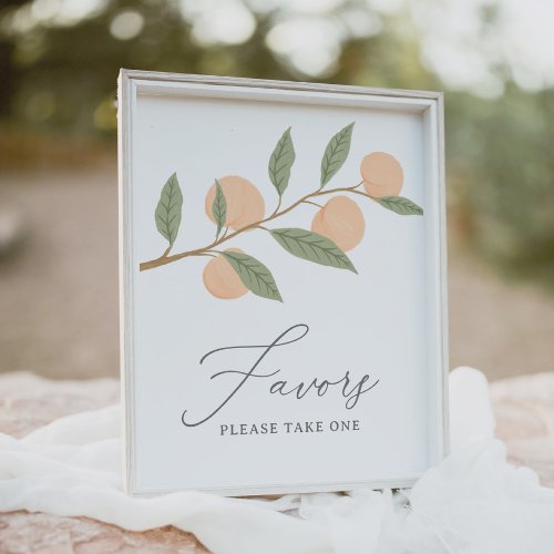 Peach Birthday Party Favors Sign